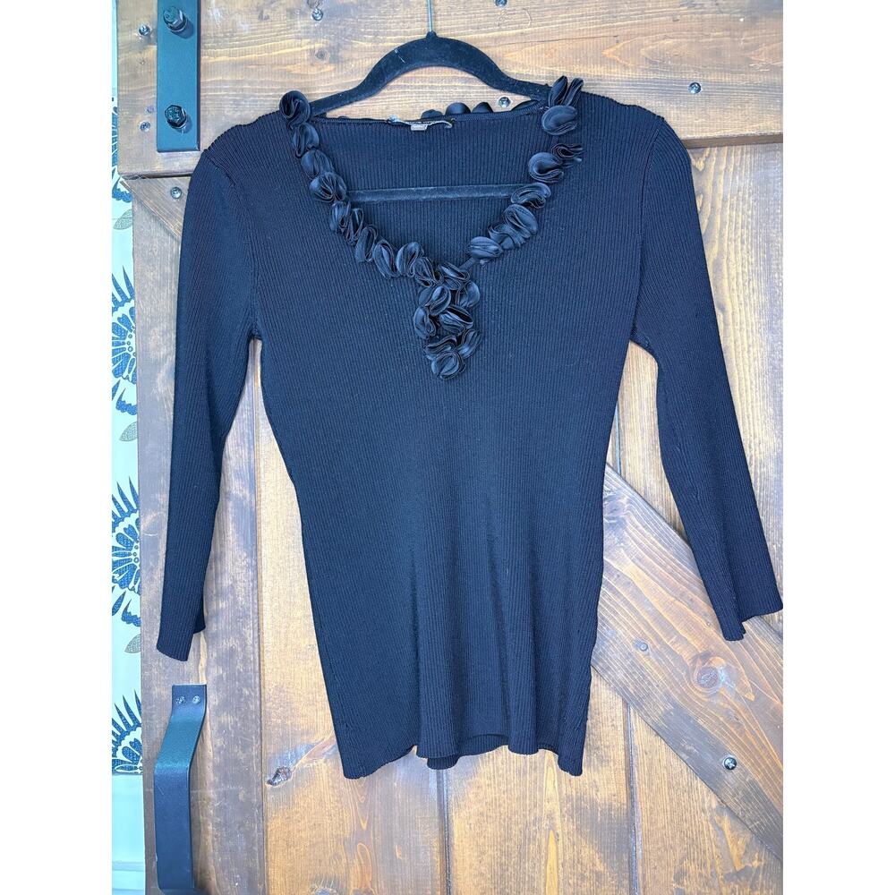 Adrienne Vittadini women’s medium black ribbed top shirt